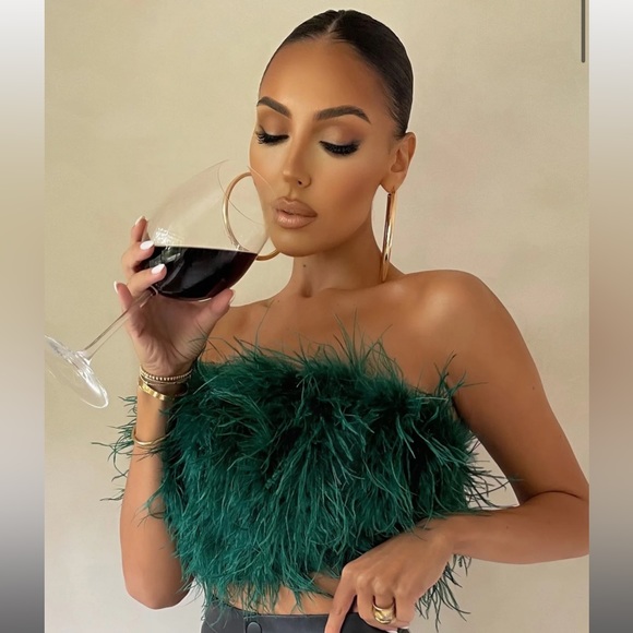 Club l London ostrich feather top (faux) - Picture 2 of 4